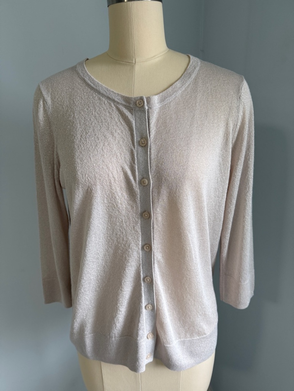 Roz & Ali Light Beige Button-Front Knit Cardigan SZL